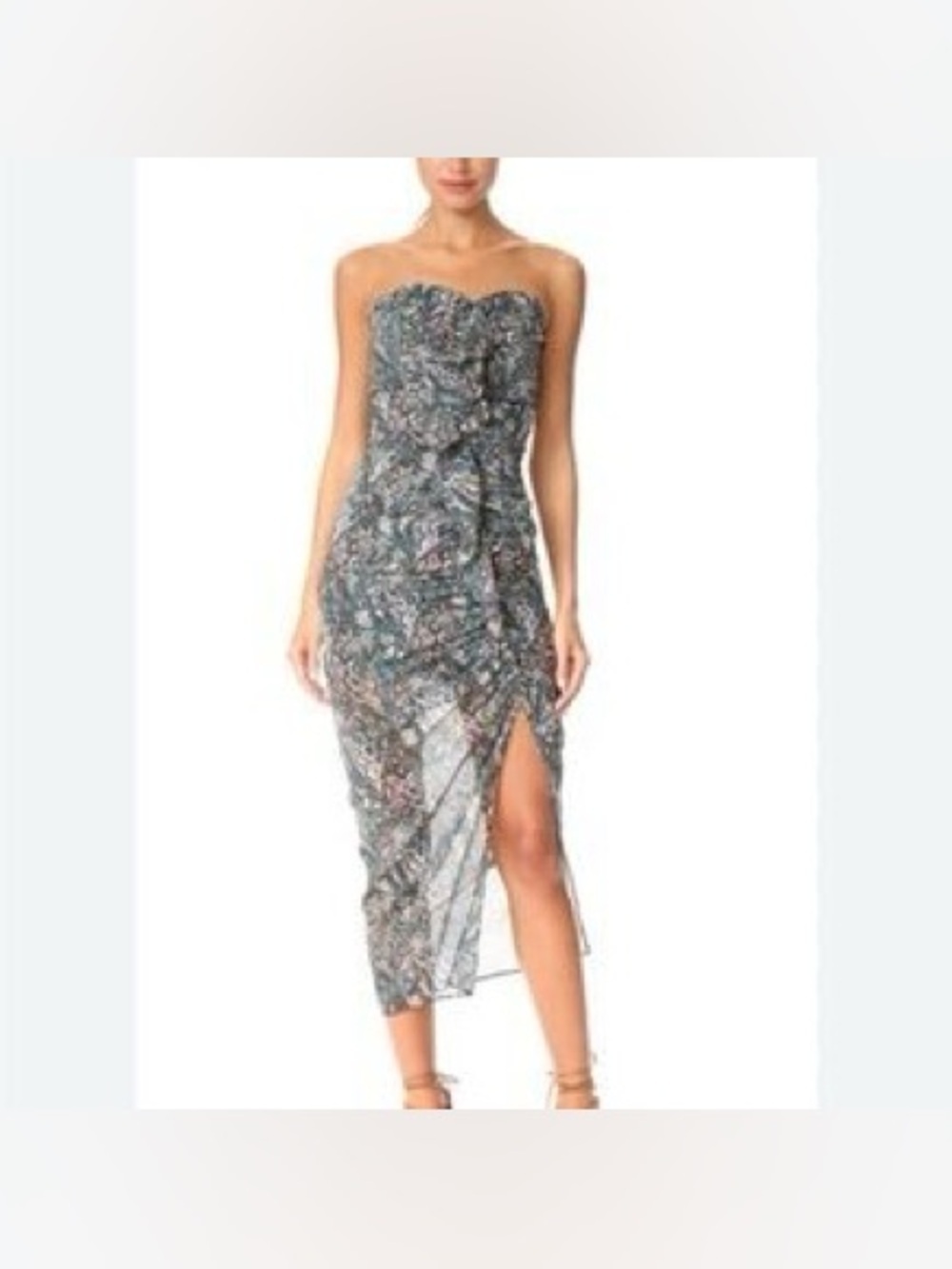 Veronica Beard Peyton Strapless Floral Lace Midi Dress Green Pink Sz 2